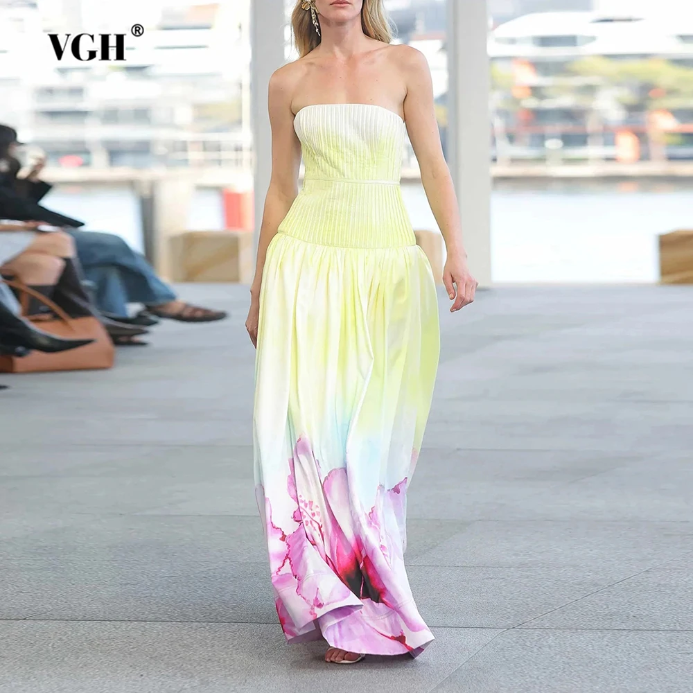 VGH Tie Dye Printing Slimming Elegant Dresses For Women Strapless Sleeveless Backless High Waist Chic Dress Female Fashion New
VGH Tie Dye Printing Slimming Elegant Dresses For Women Strapless Sleeveless Backless High Waist Chic Dress Female Fashion New