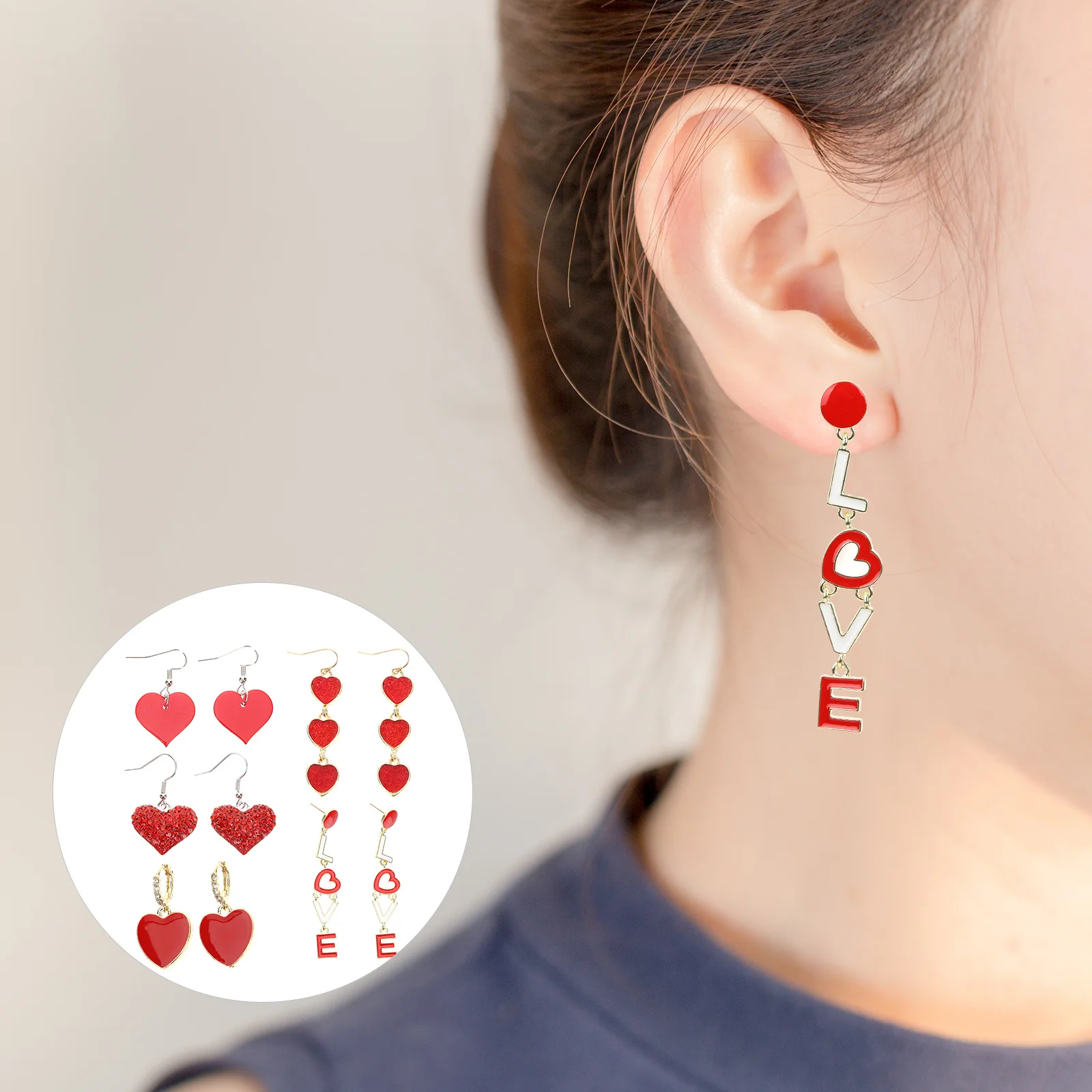 5Pairs Heart Earrings Rhinestones Lightweight Dangle for Wedding Birthday Valentine Festival Jewelry Heart Earrings
5Pairs Heart Earrings Rhinestones Lightweight Dangle for Wedding Birthday Valentine Festival Jewelry Heart Earrings