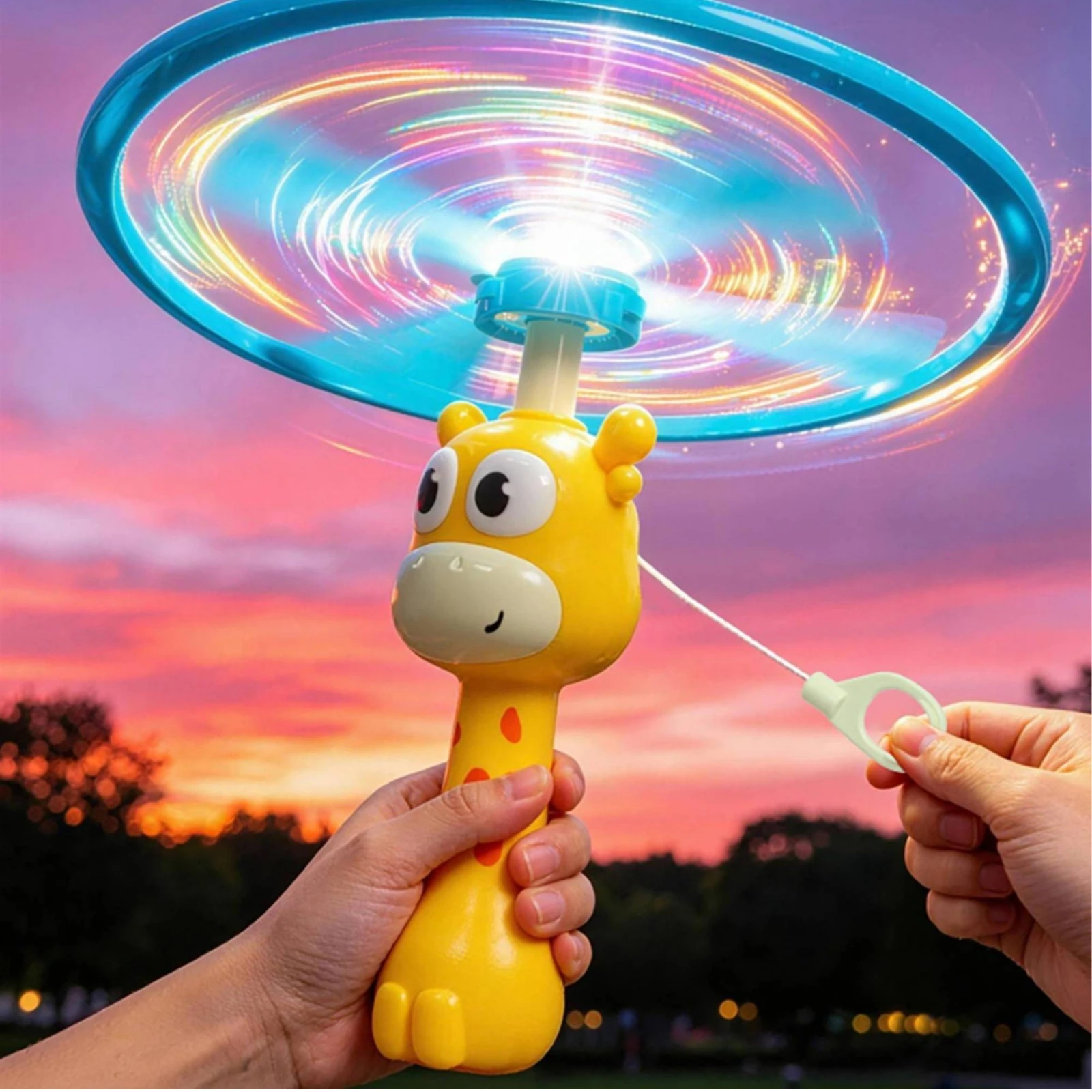 Giraffe Flying Toy Rotating Center Pull Cord Flyer Rotating Disc Launcher Easy Grip Flying Disc Launcher Toy Shielding Design
Giraffe Flying Toy Rotating Center Pull Cord Flyer Rotating Disc Launcher Easy Grip Flying Disc Launcher Toy Shielding Design