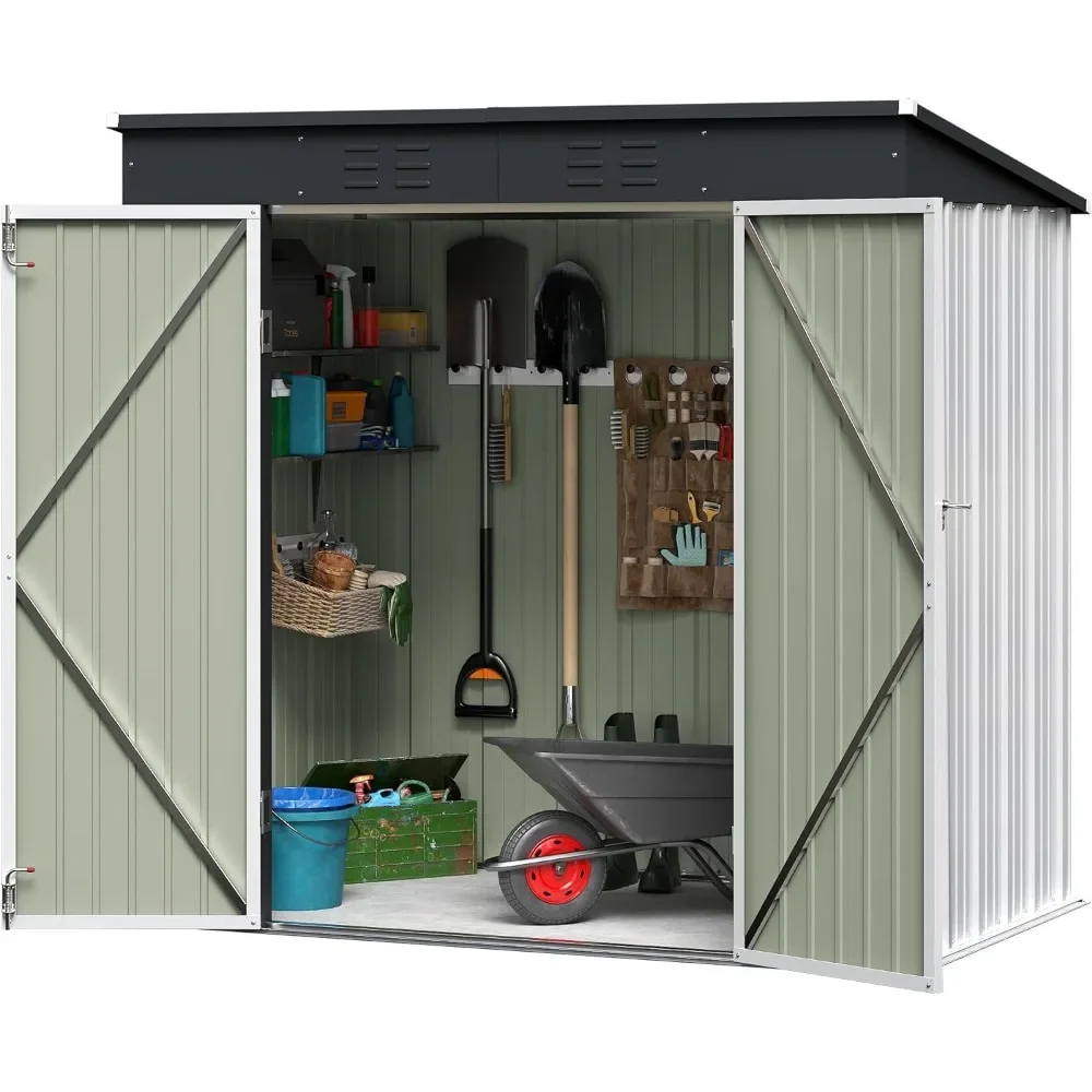 Outdoor Storage Shed All Weather 6FTx4FT Metal Garden Shed with Lockable Double Doors for Garden Tools, Toys and Sundries, White
Outdoor Storage Shed All Weather 6FTx4FT Metal Garden Shed with Lockable Double Doors for Garden Tools, Toys and Sundries, White