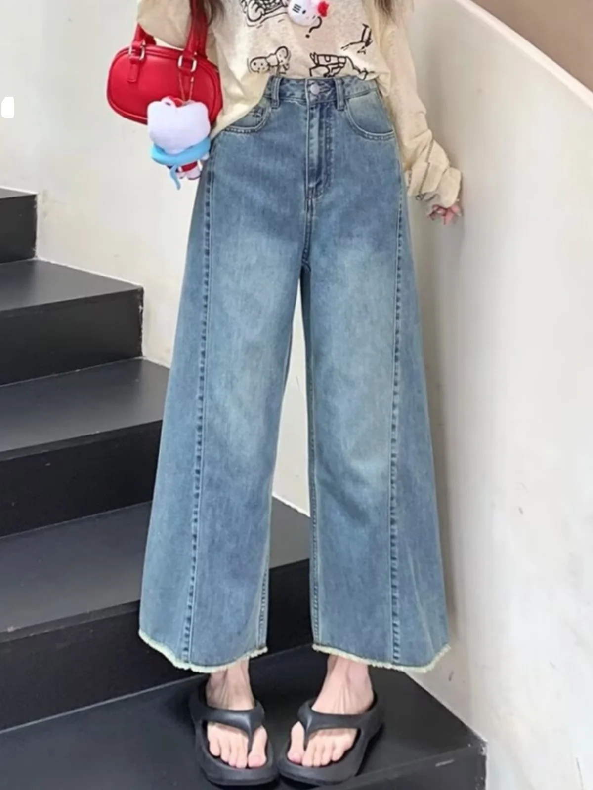 Retro High Waist Wide Leg Jeans Women's plus Size Pear ape Body Slimming Loose Fit Nine Point Pants Spring Autumn Denim
Retro High Waist Wide Leg Jeans Women's plus Size Pear ape Body Slimming Loose Fit Nine Point Pants Spring Autumn Denim