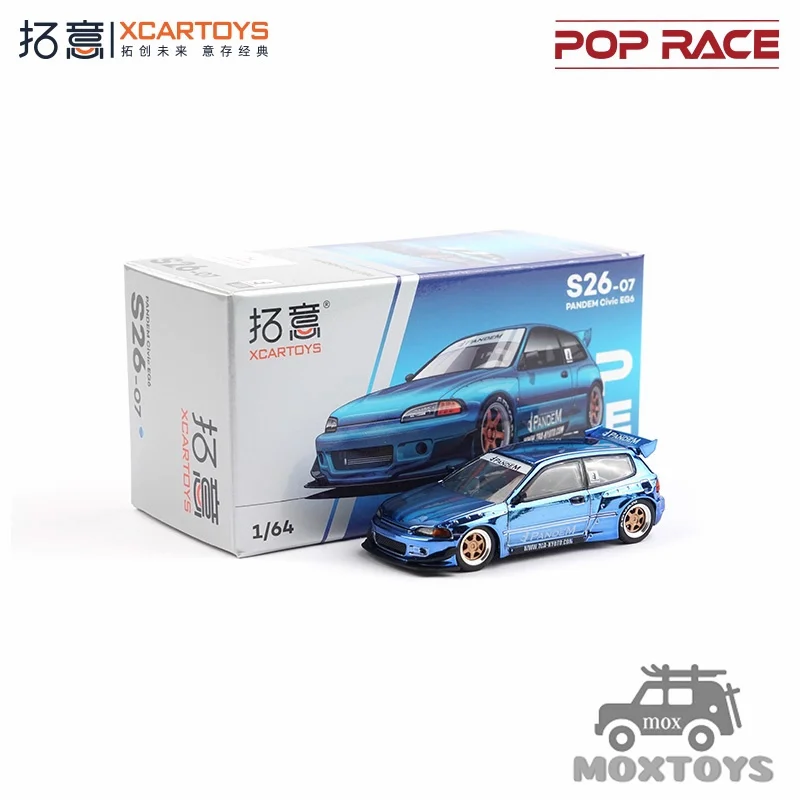 Xcartoys x POP RACE 1:64 Pandem Civic EG6 Хромированная синяя литая модель автомобиля 
Xcartoys x POP RACE 1:64 Pandem Civic EG6 Хромированная синяя литая модель автомобиля
