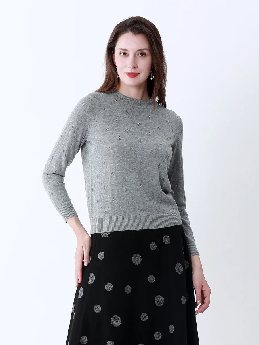 T.ZHODI Autumn Winter Women's Knitted Wool Sweater round Ne Beaded Long Sve Pure Color Slim Fit Commute Sle Faion
T.ZHODI Autumn Winter Women's Knitted Wool Sweater round Ne Beaded Long Sve Pure Color Slim Fit Commute Sle Faion