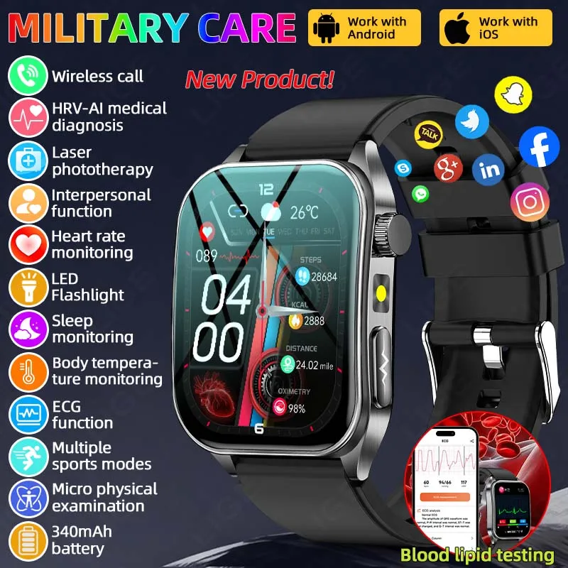 LIGE ECG+PPG Smart Watch Men Uric Acid Blood Lipid Temperature Monitor Blood Oxygen Heart Rate Health Watches AMOLED Smartwatch
LIGE ECG+PPG Smart Watch Men Uric Acid Blood Lipid Temperature Monitor Blood Oxygen Heart Rate Health Watches AMOLED Smartwatch