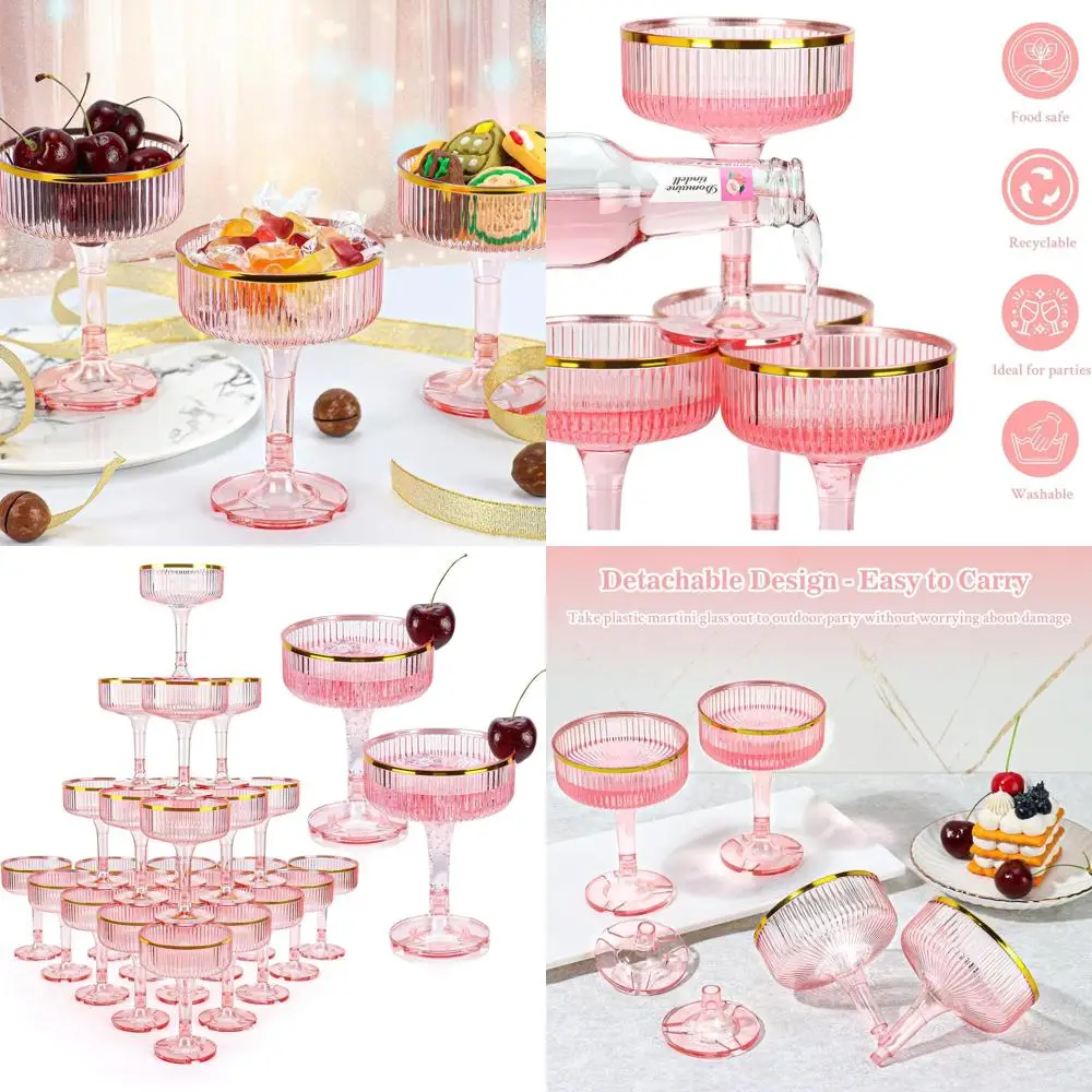 Штабелируемые розовые бокалы для шампанского 7 унций с золотым ободком для свадеб, вечеринок и мероприятий в барах
Штабелируемые розовые бокалы для шампанского 7 унций с золотым ободком для свадеб, вечеринок и мероприятий в барах