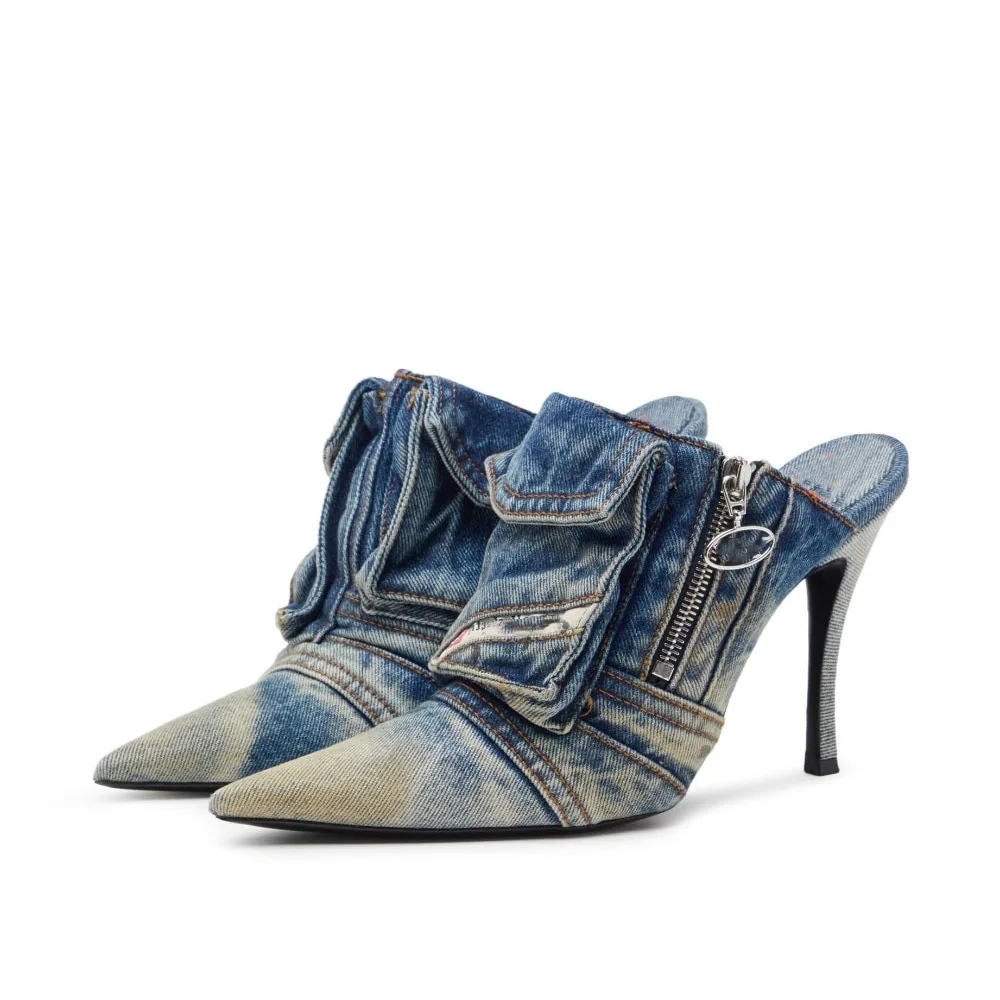 2023 New High Heel Pointed Slippers, Washed Denim, Vintage Personalized Worn Sandals Large Sized Shoes in Europe and America
2023 New High Heel Pointed Slippers, Washed Denim, Vintage Personalized Worn Sandals Large Sized Shoes in Europe and America