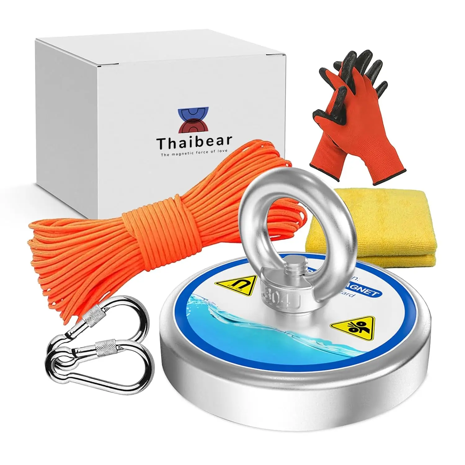 700 lb Single Sided Fishing Magnet Kit with Rope, Carabiner & Gloves - 2.95 Inch Diameter for River Treasure Hunting
700 lb Single Sided Fishing Magnet Kit with Rope, Carabiner & Gloves - 2.95 Inch Diameter for River Treasure Hunting