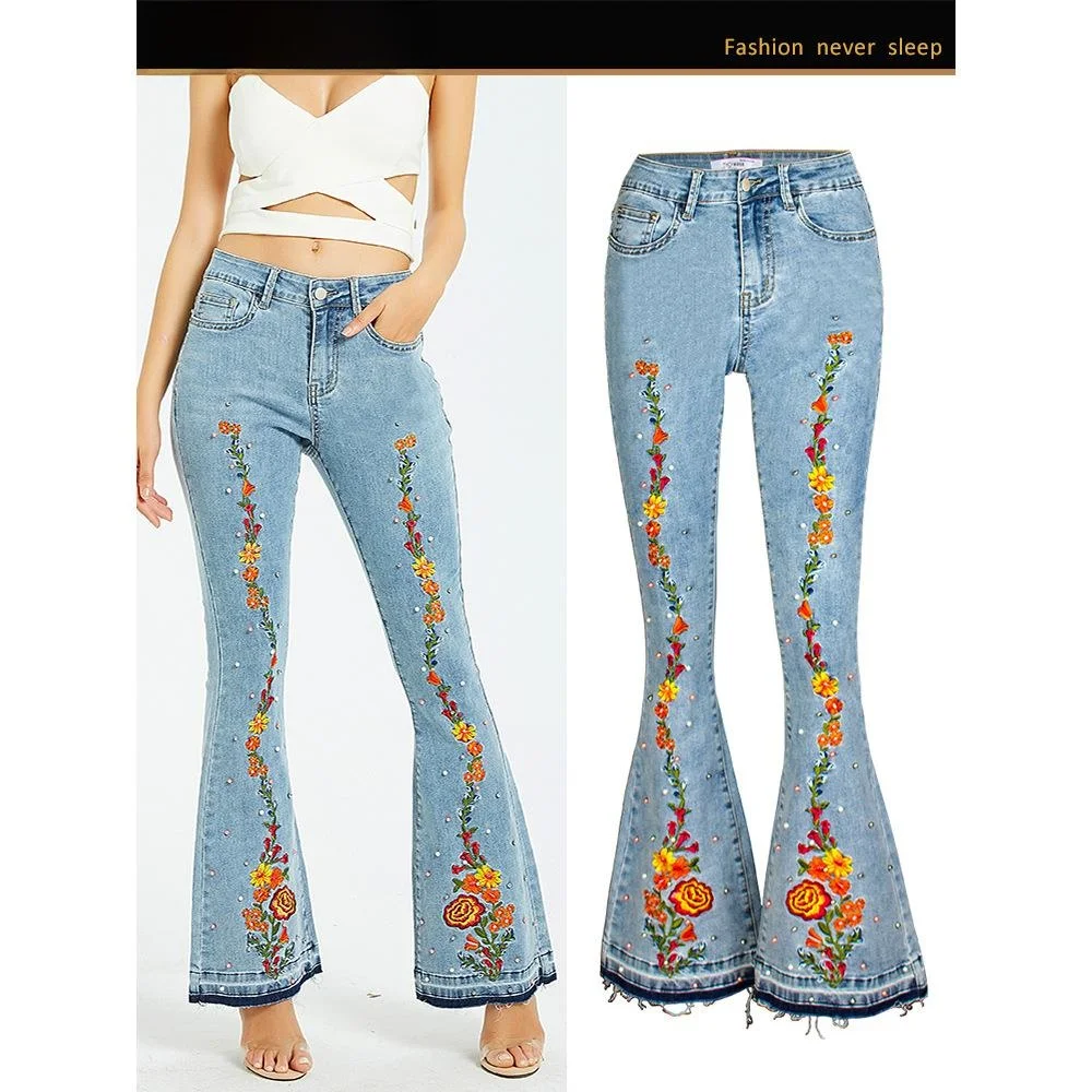 Модные широкие джинсы с вышивкой, женская одежда со средней посадкой и талией, весенняя коллекция из смеси хлопка и лайкры
Модные широкие джинсы с вышивкой, женская одежда со средней посадкой и талией, весенняя коллекция из смеси хлопка и лайкры
