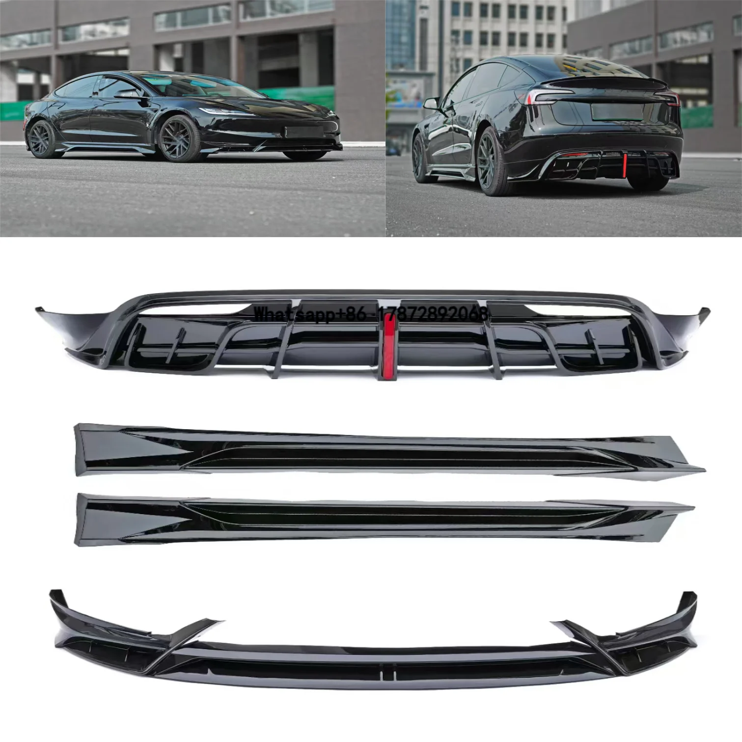 2024+ Model 3 Body Kit New PP Material Front Lip Bumper with Tow Hook Rear Lip Side Skirt Cut-Outs
2024+ Model 3 Body Kit New PP Material Front Lip Bumper with Tow Hook Rear Lip Side Skirt Cut-Outs