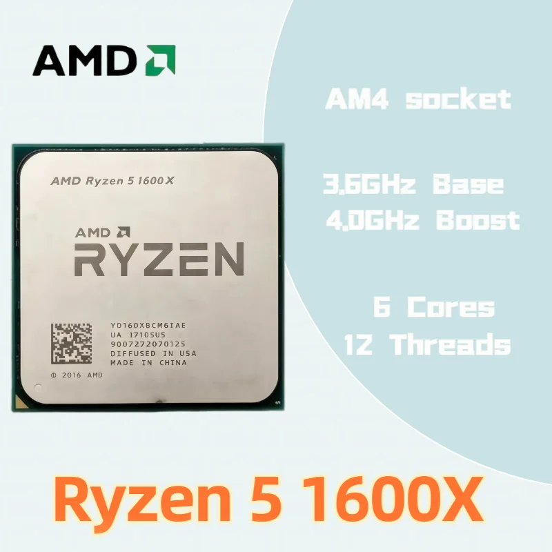 New AMD R5 1600X Six-Core Twelve-Thread 3.6 GHz CPU 95W L3=16M Socket AM4 AMD Ryzen 5 1600X
New AMD R5 1600X Six-Core Twelve-Thread 3.6 GHz CPU 95W L3=16M Socket AM4 AMD Ryzen 5 1600X