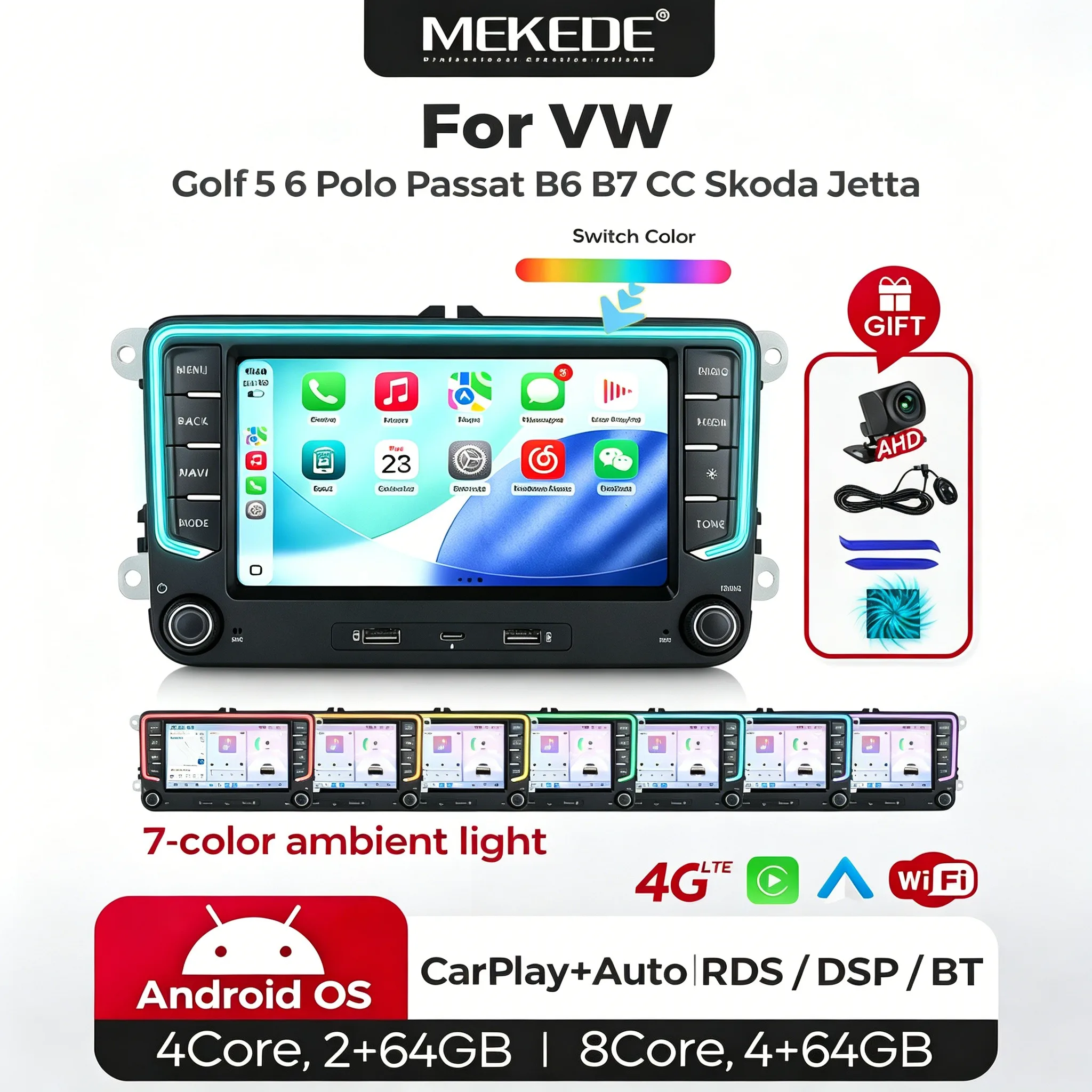 MEKEDE Android 15 Car Radio For VW Volkswagen Skoda Octavia Golf 5 Touran Passat B6 Polo Tiguan GPS Navi Carplay 7 Colors Light
MEKEDE Android 15 Car Radio For VW Volkswagen Skoda Octavia Golf 5 Touran Passat B6 Polo Tiguan GPS Navi Carplay 7 Colors Light