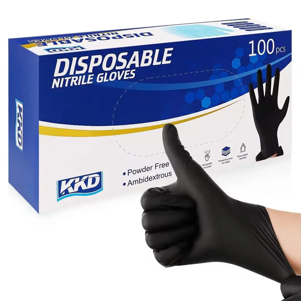 KKD Nitrile Gloves 5.5 Mil, Powder Free, 100 Count, Food Safe, Latex Free, Black, X-Large
KKD Nitrile Gloves 5.5 Mil, Powder Free, 100 Count, Food Safe, Latex Free, Black, X-Large