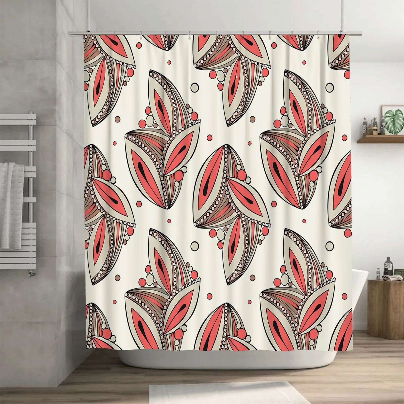 Занавеска для душа с абстрактными геометрическими узорами, полиэфирная ткань с 3D принтом и крючками для украшения ванной комнаты кораллового белого цвета
Занавеска для душа с абстрактными геометрическими узорами, полиэфирная ткань с 3D принтом и крючками для украшения ванной комнаты кораллового белого цвета