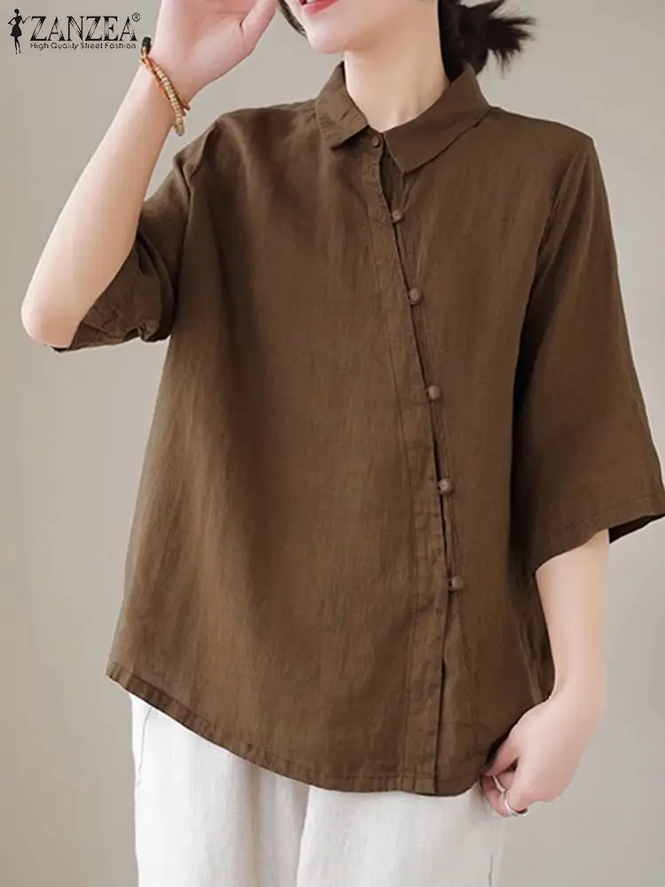 ZANZEA Korean Chic Fashion Shirts Women Harajuku Lapel Neck Buttons Blouse 3/4 Sleeve Tops 2024 Summer Streetwear Tunic Blusas
ZANZEA Korean Chic Fashion Shirts Women Harajuku Lapel Neck Buttons Blouse 3/4 Sleeve Tops 2024 Summer Streetwear Tunic Blusas