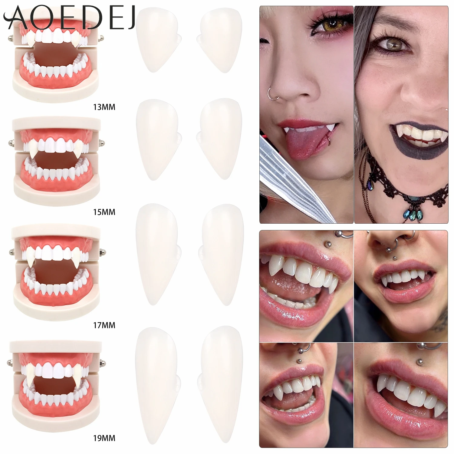 AOEDEJ 1 Pair 13/15/17/19MM Halloween Vampire Fangs Resin Fake Dentures Women Men Vampire Teeth Cosplay Party Props Fangs Gifts
AOEDEJ 1 Pair 13/15/17/19MM Halloween Vampire Fangs Resin Fake Dentures Women Men Vampire Teeth Cosplay Party Props Fangs Gifts