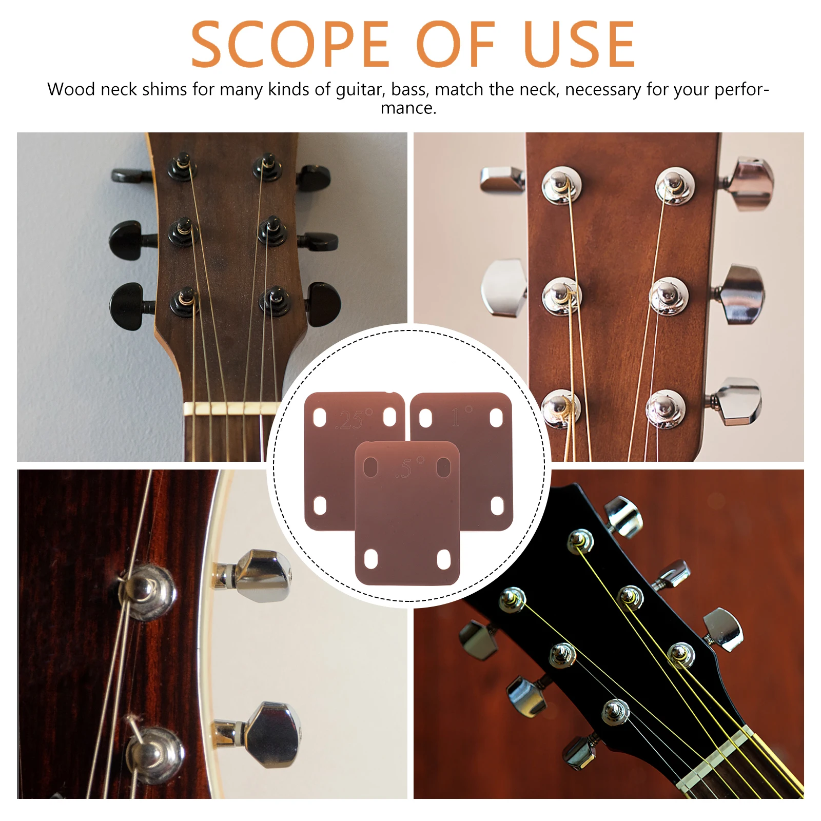3 Pcs Guitar Neck Shims Plastic 1°+0.5°+0.25° Brown Thickness Plates Spacer Washers For Bass Guitars Parts Accessories
3 Pcs Guitar Neck Shims Plastic 1°+0.5°+0.25° Brown Thickness Plates Spacer Washers For Bass Guitars Parts Accessories