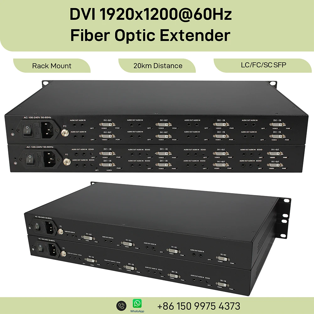 DVI Fiber Extender Rackmount 1920x1080P60 Multi-Channel 3.5mm Audio 3Gbps LC/FC/SC 20KM SM Optical System
DVI Fiber Extender Rackmount 1920x1080P60 Multi-Channel 3.5mm Audio 3Gbps LC/FC/SC 20KM SM Optical System