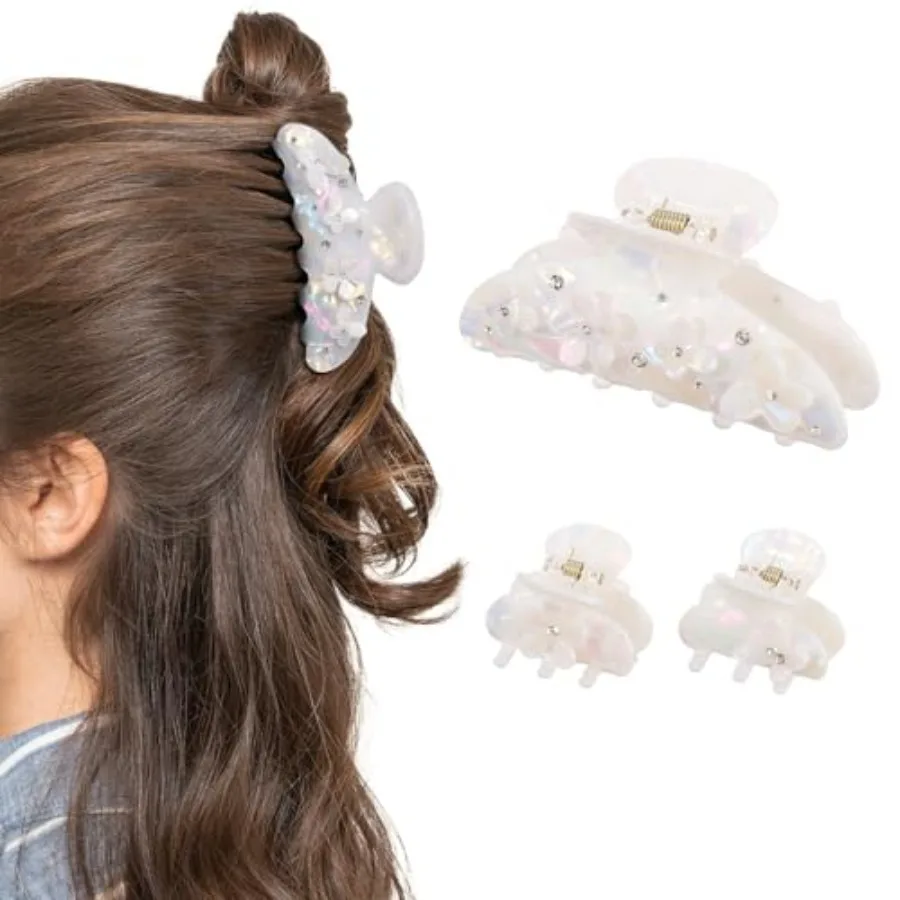 3PCS Acrylic Flower Hair Claw Clips - 2 Styles Durable Medium Small Claw Clips for Women, Strong Hold Cute Non Slip Stylish Acc
3PCS Acrylic Flower Hair Claw Clips - 2 Styles Durable Medium Small Claw Clips for Women, Strong Hold Cute Non Slip Stylish Acc