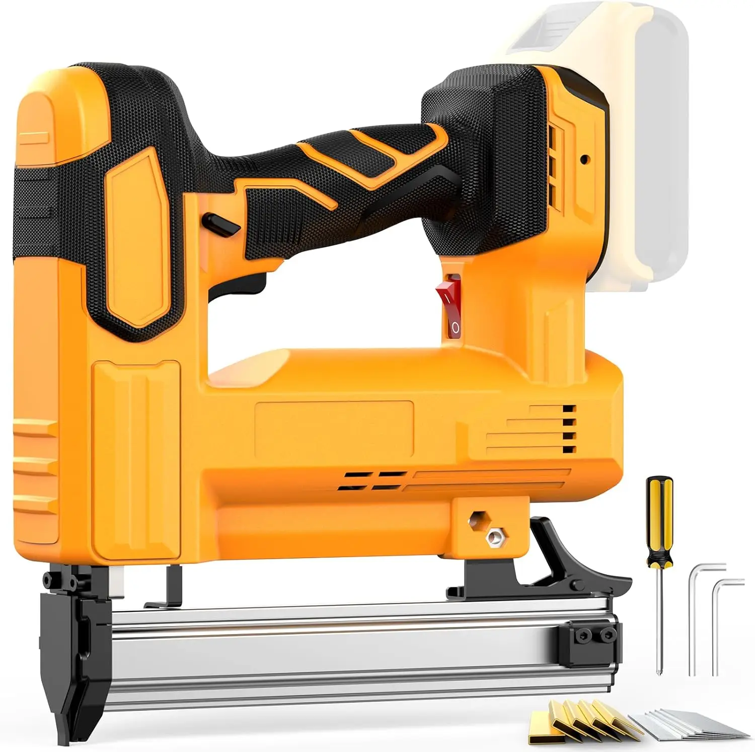 Cordless Brad Nailer for Dewalt 20V Battery, 2-in-1 Nail Gun & Staple Gun, 18 Gauge with 2000 Nails for Wood, Upholstery
Cordless Brad Nailer for Dewalt 20V Battery, 2-in-1 Nail Gun & Staple Gun, 18 Gauge with 2000 Nails for Wood, Upholstery