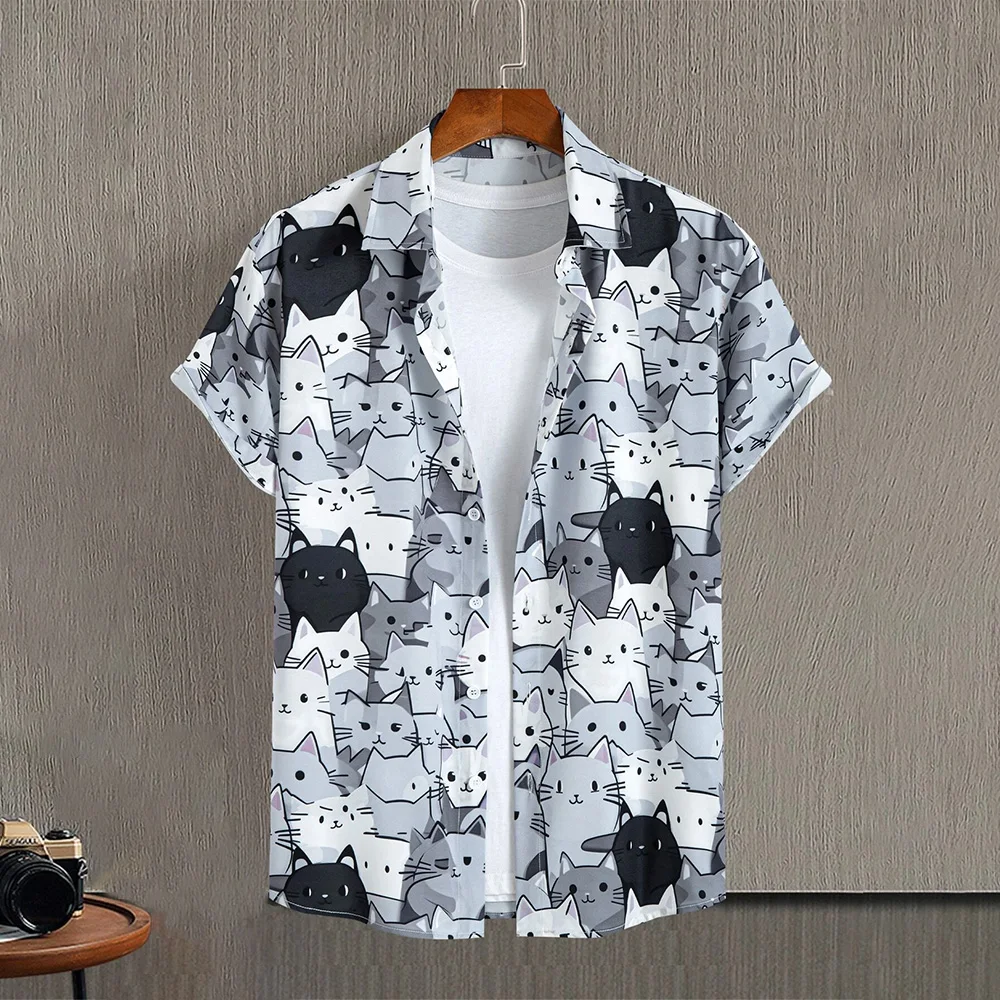 2024 Fun Cartoon Cat Print Button Shirts Casual Street Men's Turn-down Collar Shirt Top Trendy Men's Short Sleeve Shirts Clothes
2024 Fun Cartoon Cat Print Button Shirts Casual Street Men's Turn-down Collar Shirt Top Trendy Men's Short Sleeve Shirts Clothes