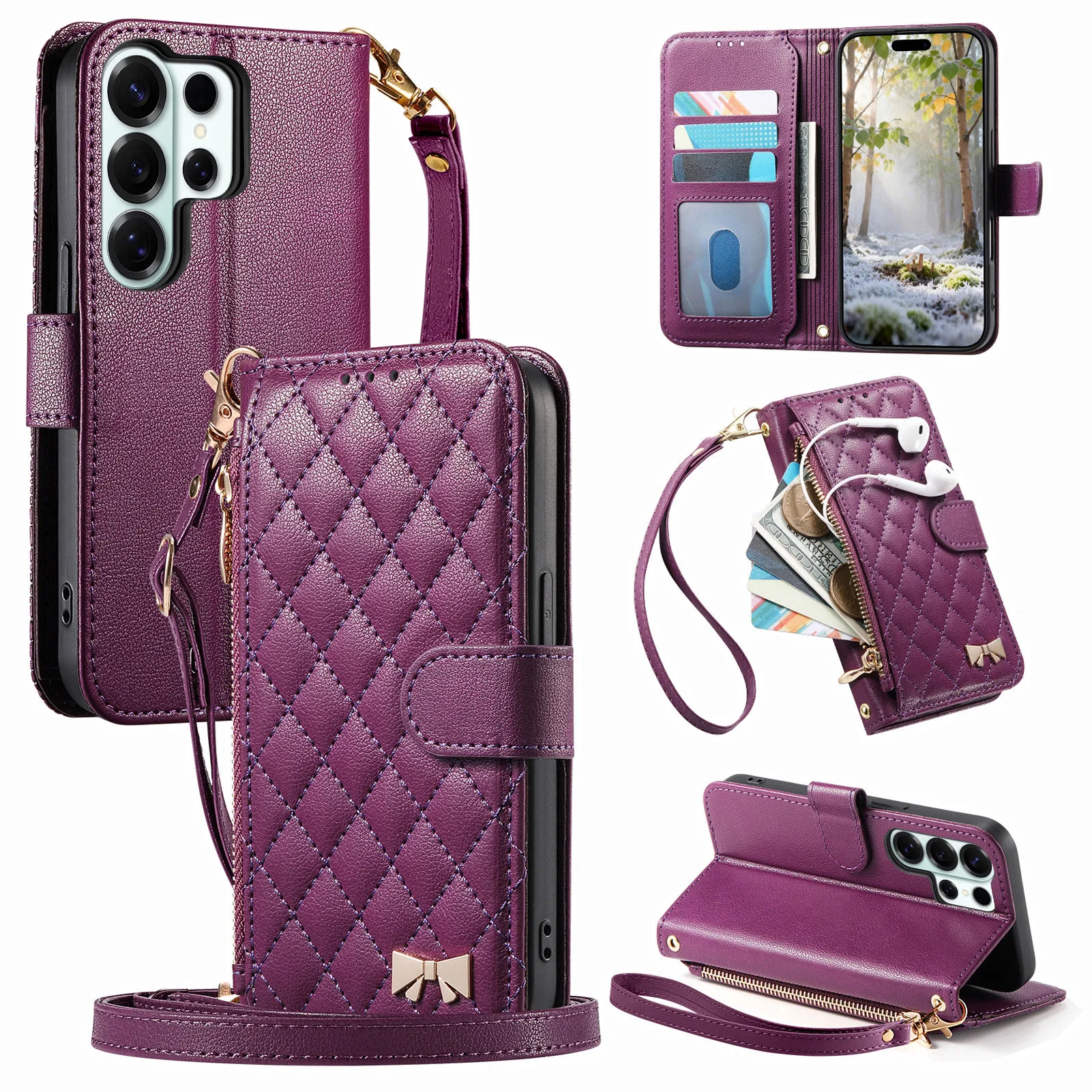 Crossbody Long Lanyard Quilted Pattern Leather Case with 3D Bow Case For Samsung S26 Ultra S25 S24 Plus S23 S22 A17 Slim Cover
Crossbody Long Lanyard Quilted Pattern Leather Case with 3D Bow Case For Samsung S26 Ultra S25 S24 Plus S23 S22 A17 Slim Cover