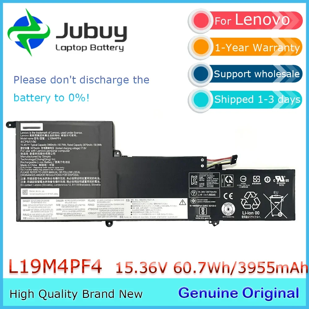 L19M4PF4 15,36 В 60,7 Втч оригинальный аккумулятор для ноутбука Lenovo Ideapad Yoga Slim 7-14IIL05 L19C4PF4 L19D4PF4 и т. д.
L19M4PF4 15,36 В 60,7 Втч оригинальный аккумулятор для ноутбука Lenovo Ideapad Yoga Slim 7-14IIL05 L19C4PF4 L19D4PF4 и т. д.