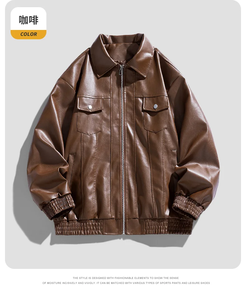 Men's Lapel Leather Jacket Autumn Oversized Slim Motorcycle Riding Leather Jacket Men Winter Waterproof PU Leather Work Clothes
Men's Lapel Leather Jacket Autumn Oversized Slim Motorcycle Riding Leather Jacket Men Winter Waterproof PU Leather Work Clothes