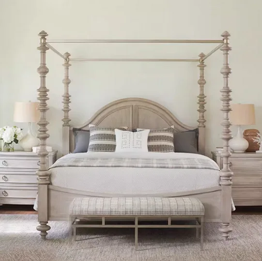 New American bed, solid wood bed 1.8 meters double bed, four-poster , storage , wedding , European master bedroom
New American bed, solid wood bed 1.8 meters double bed, four-poster , storage , wedding , European master bedroom