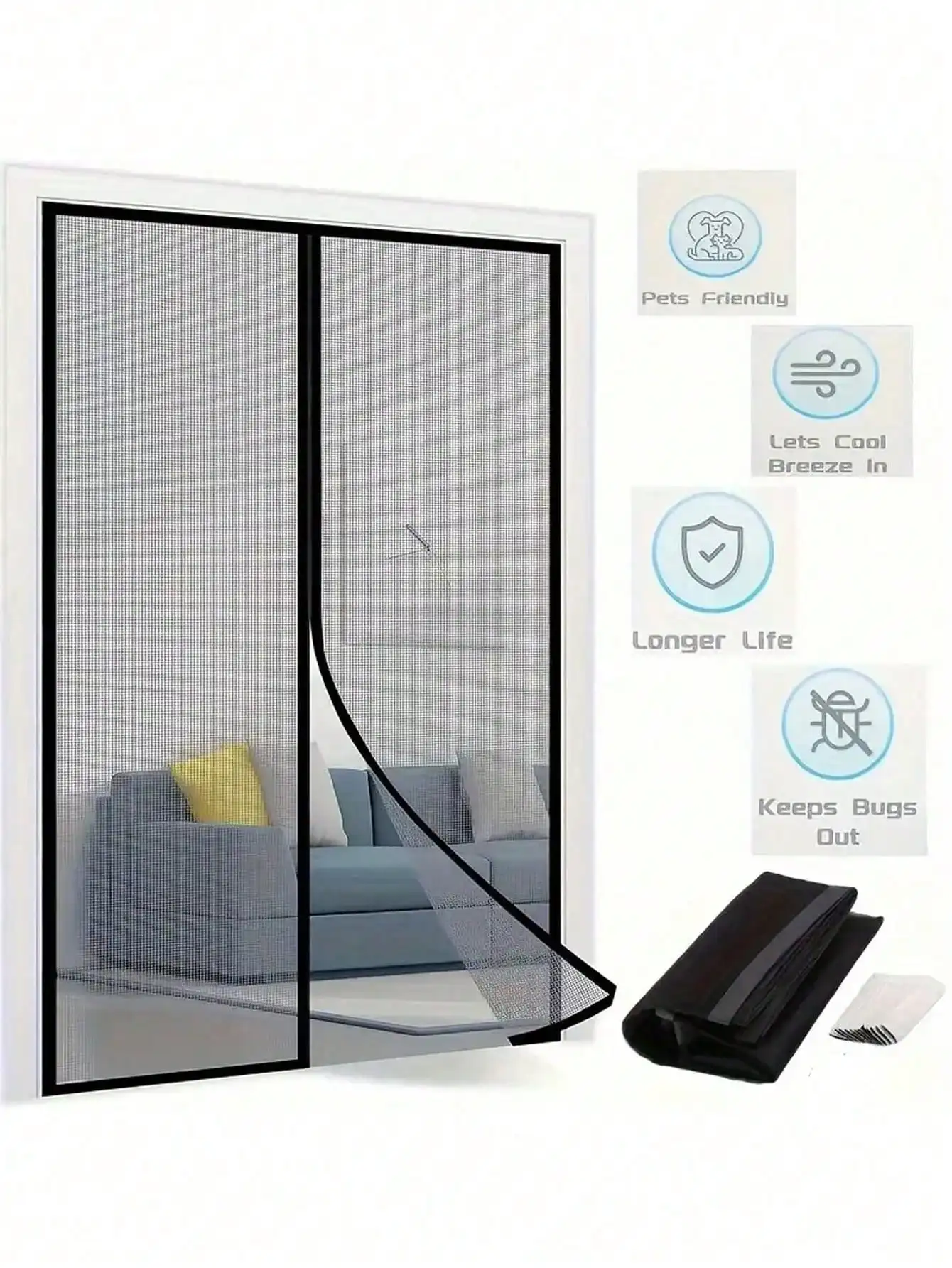 1pc Heavy Duty Magnetic Screen Door with Full Frame Hook and Loop, Durable Polyester Mesh Curtains Fits Doors up to 38x82 Inches
1pc Heavy Duty Magnetic Screen Door with Full Frame Hook and Loop, Durable Polyester Mesh Curtains Fits Doors up to 38x82 Inches
