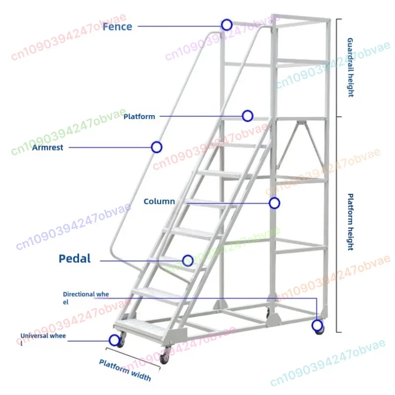Mobile Platform Ladder, Warehouse Handling, Cargo Elevator, Industrial Ladder
Mobile Platform Ladder, Warehouse Handling, Cargo Elevator, Industrial Ladder