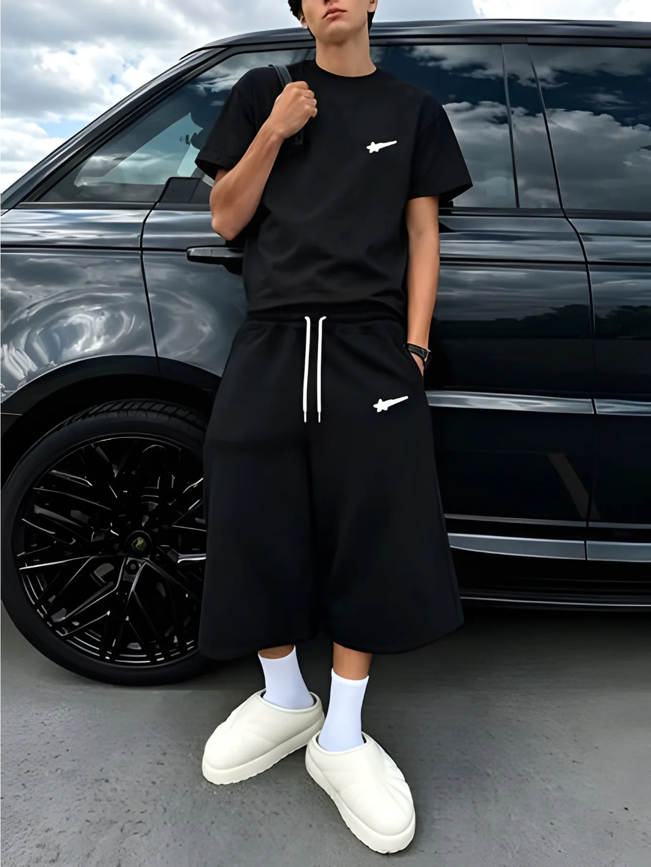 American-Style High-Street Men's Short-Sleeve T-Shirt and 7/8-Length Pants Two-Piece Printed Loose-Fit Casual Sports Set
American-Style High-Street Men's Short-Sleeve T-Shirt and 7/8-Length Pants Two-Piece Printed Loose-Fit Casual Sports Set