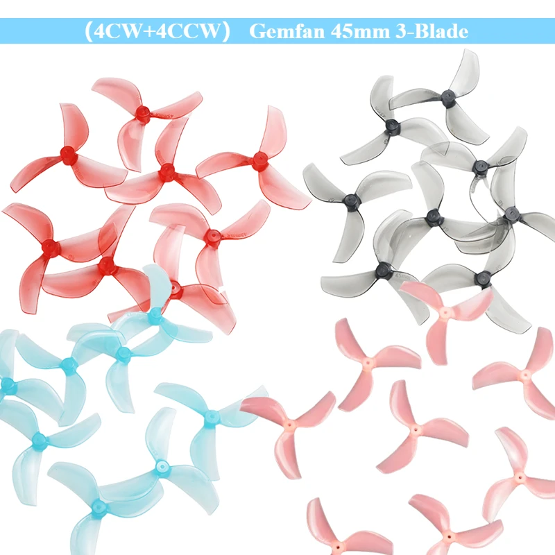 (4CW+4CCW) Пропеллеры Gemfan 45 мм, 3-лопастные, из поликарбоната, 1 мм, 1.5 мм для RC FPV гоночных дронов, фристайла, 1.8-дюймовых Cinewhoop, Toothpick, мини-дронов, DIY-сборки
(4CW+4CCW) Пропеллеры Gemfan 45 мм, 3-лопастные, из поликарбоната, 1 мм, 1.5 мм для RC FPV гоночных дронов, фристайла, 1.8-дюймовых Cinewhoop, Toothpick, мини-дронов, DIY-сборки