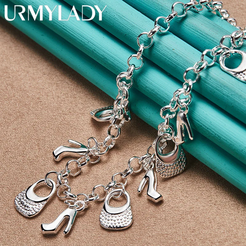 URMYLADY 925 Sterling Silver High Heels Bag Pendant 18 Inch Necklace For Women Wedding Party Gift Fashion Jewelry
URMYLADY 925 Sterling Silver High Heels Bag Pendant 18 Inch Necklace For Women Wedding Party Gift Fashion Jewelry