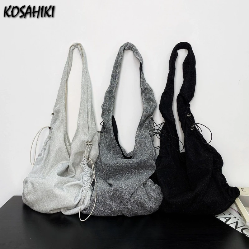 Vintage Y2k Aesthetic Pleated Women's Handbags Streetwear Drawstring Grunge Shoulder Bags Casual Simple All Match Underarm Bag
Vintage Y2k Aesthetic Pleated Women's Handbags Streetwear Drawstring Grunge Shoulder Bags Casual Simple All Match Underarm Bag