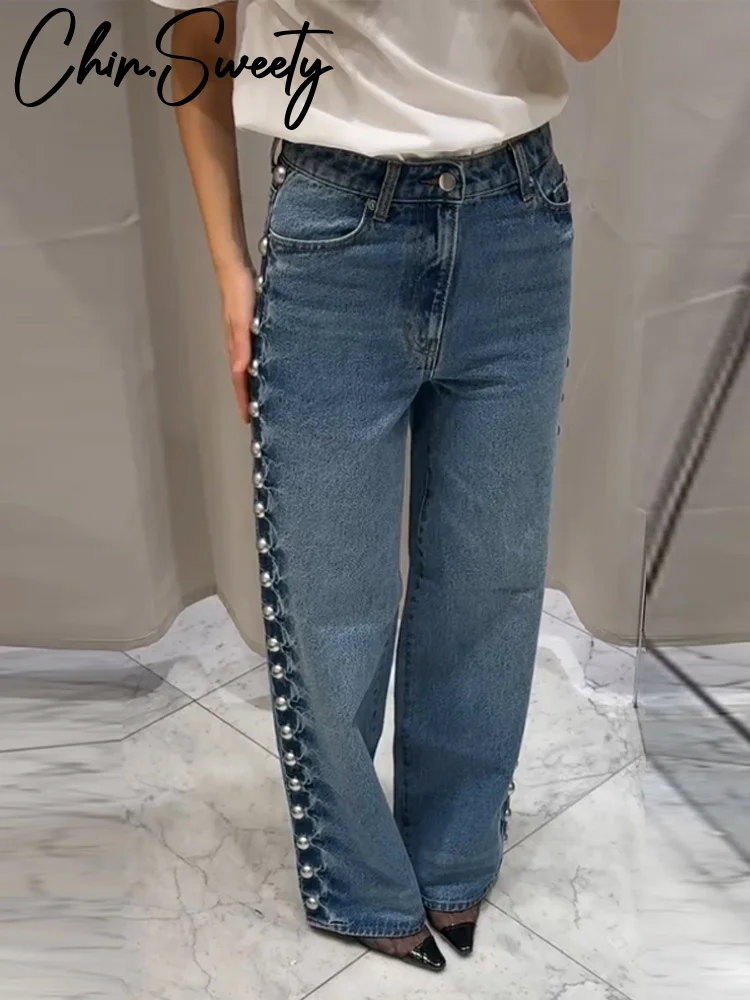 Solid Pearl Denim Pants Women Baggy Low Waist Wide Leg Pocket High Street Jeans Female 2025 Spring Fall Lady Washed Jeans
Solid Pearl Denim Pants Women Baggy Low Waist Wide Leg Pocket High Street Jeans Female 2025 Spring Fall Lady Washed Jeans