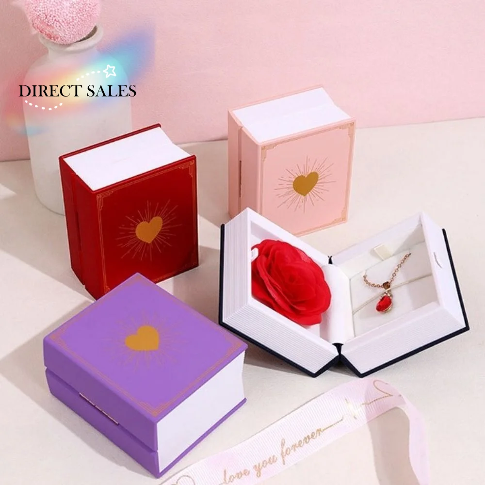 Fashion Plastic Book Shape Ring Box Jewelry Packaging with Soap Rose Jewelry Display Case Romantic Ring Gift Box Earrings
Fashion Plastic Book Shape Ring Box Jewelry Packaging with Soap Rose Jewelry Display Case Romantic Ring Gift Box Earrings