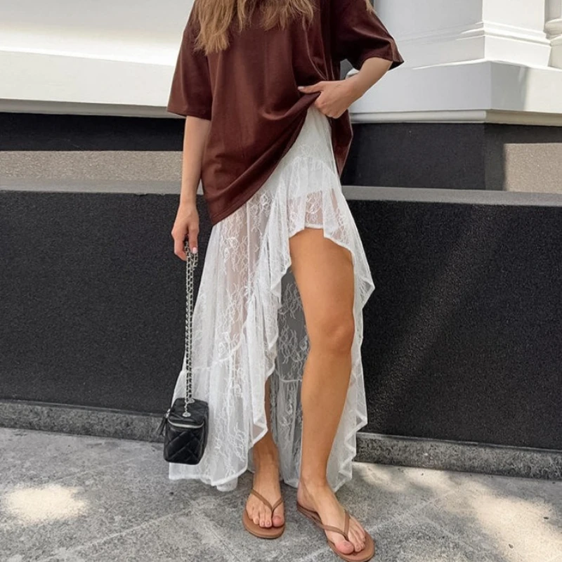 2026 Summer New Hot Selling Mesh Lace Perspective Irregular Bottom Half length Skirt for Women
2026 Summer New Hot Selling Mesh Lace Perspective Irregular Bottom Half length Skirt for Women