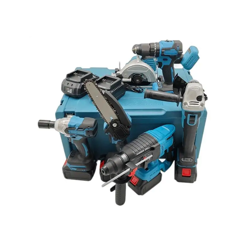 6 in 1 Li-ion Lithium Battery Plastic Box Cordless Brushless Electric Tool Combo Kit Power Tool Set
6 in 1 Li-ion Lithium Battery Plastic Box Cordless Brushless Electric Tool Combo Kit Power Tool Set