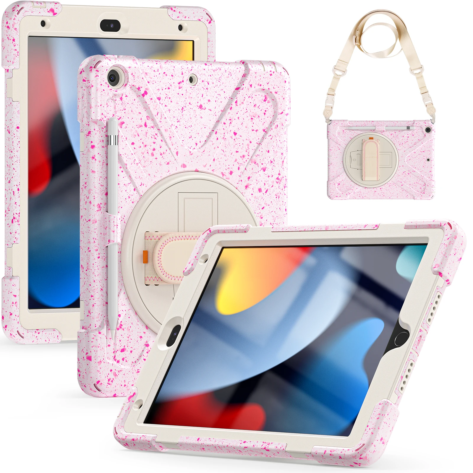 Прочный чехол с держателем для ручки для iPad 10,2 дюйма, 2019 2020 2021, 7-го, 8-го и 9-го поколения, вращающаяся на 360 градусов чехол-подставка для рук и плечевой ремень
Прочный чехол с держателем для ручки для iPad 10,2 дюйма, 2019 2020 2021, 7-го, 8-го и 9-го поколения, вращающаяся на 360 градусов чехол-подставка для рук и плечевой ремень