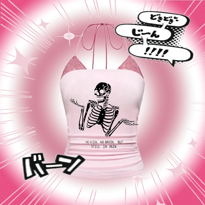 Summer Harajuku Gothic Top Hand-painted Printed Women's Sleeveless Camisole Vest Fashion Casual Round Neck Y2k Clothing
Summer Harajuku Gothic Top Hand-painted Printed Women's Sleeveless Camisole Vest Fashion Casual Round Neck Y2k Clothing