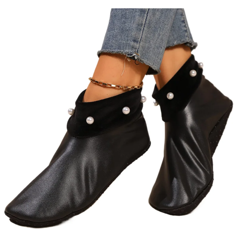 1 pair hot products Women's Pearl Black Pu winter room socks waterproof non-slip thick and comfortable warm slippers socks
1 pair hot products Women's Pearl Black Pu winter room socks waterproof non-slip thick and comfortable warm slippers socks