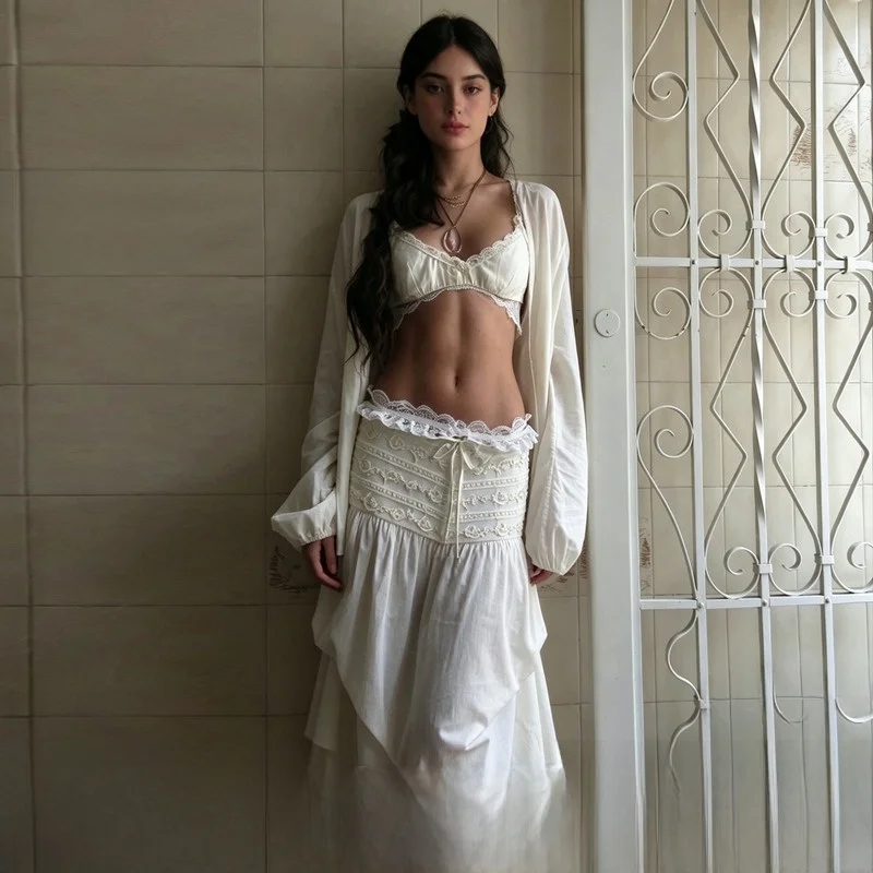 White Lace Trim A-Line Midi Skirt Women's Vintage Asymmetrical Fullness Holiday Style Slimming Fashion High Waist Lace Polyes...
White Lace Trim A-Line Midi Skirt Women's Vintage Asymmetrical Fullness Holiday Style Slimming Fashion High Waist Lace Polyes...