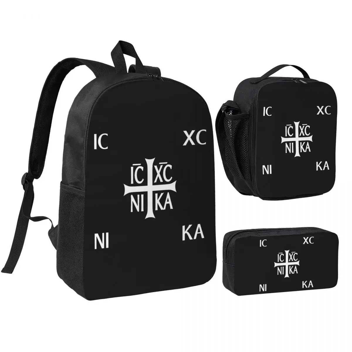 IC XC NIKA Cross Christian Orthodox Jesus Chris Backpack BookBag School Bag Shoulder Bags 3ps Insulated Lunch Bag Pencil Case
IC XC NIKA Cross Christian Orthodox Jesus Chris Backpack BookBag School Bag Shoulder Bags 3ps Insulated Lunch Bag Pencil Case