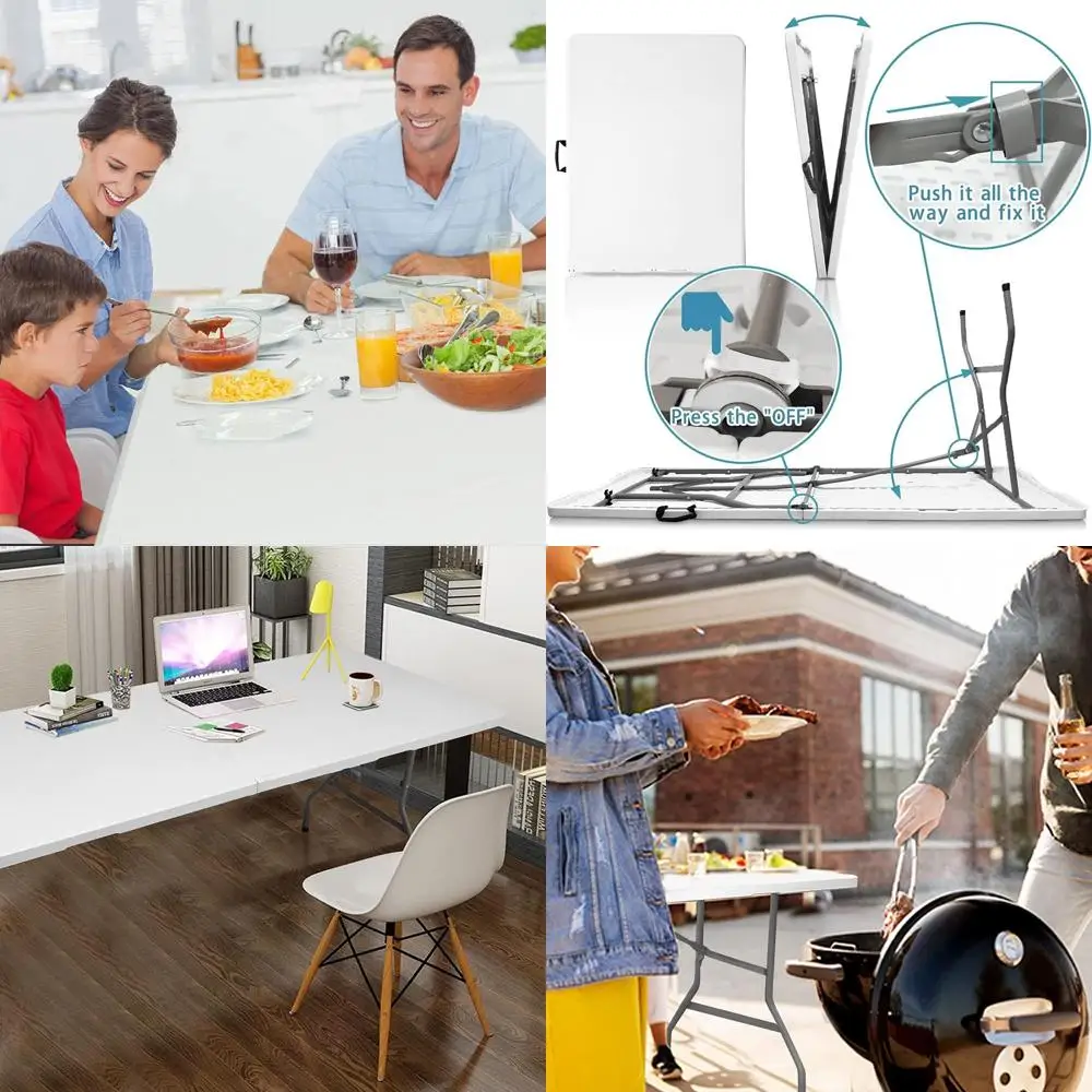 Durable 6-Foot Folding Table, Ideal for Indoor and Outdoor Use, Portable and Sturdy Plastic Construction
Durable 6-Foot Folding Table, Ideal for Indoor and Outdoor Use, Portable and Sturdy Plastic Construction