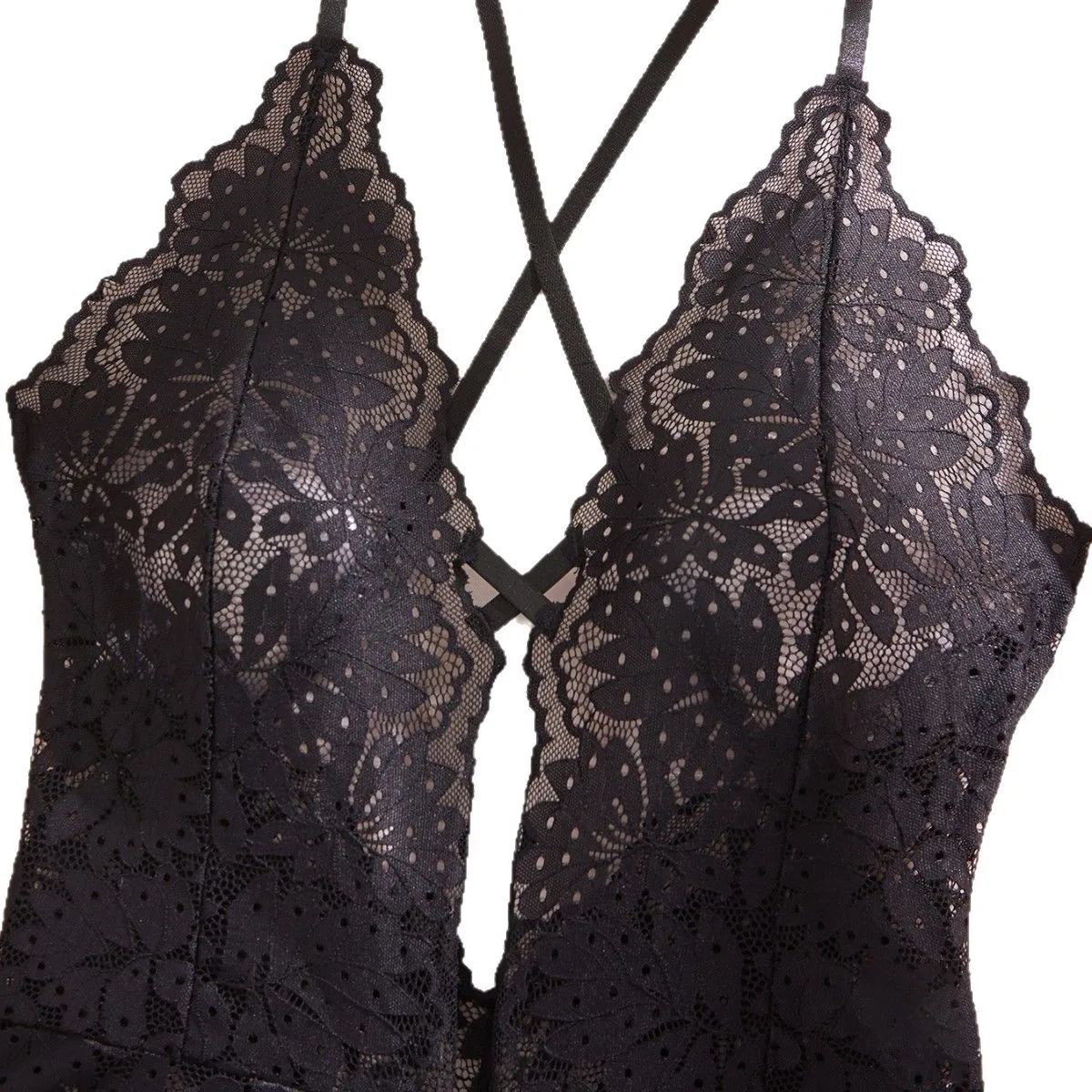 Halter Cross Lace-Up Sexy Backless Lace Bodysuit for Women
Halter Cross Lace-Up Sexy Backless Lace Bodysuit for Women