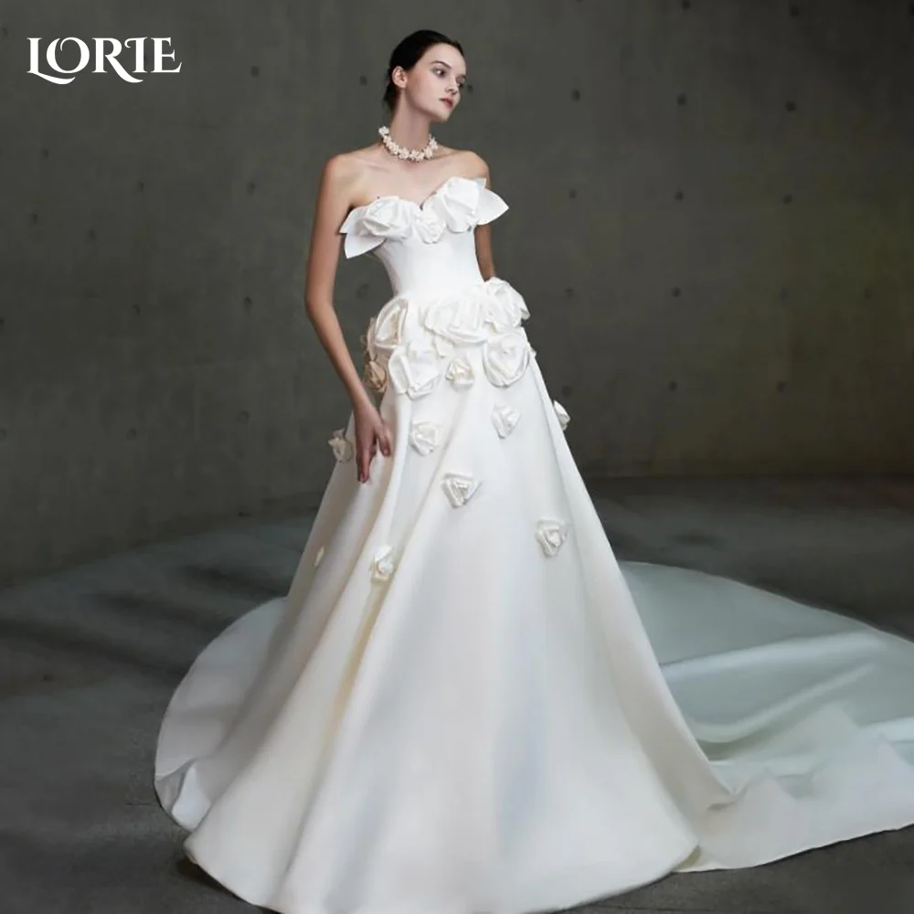 LORIE Flowers Vintage Wedding Dresses Strapless A-Line Bridal Gowns Princess 3D Flower Rose Backelss Bride Dress Customized
LORIE Flowers Vintage Wedding Dresses Strapless A-Line Bridal Gowns Princess 3D Flower Rose Backelss Bride Dress Customized