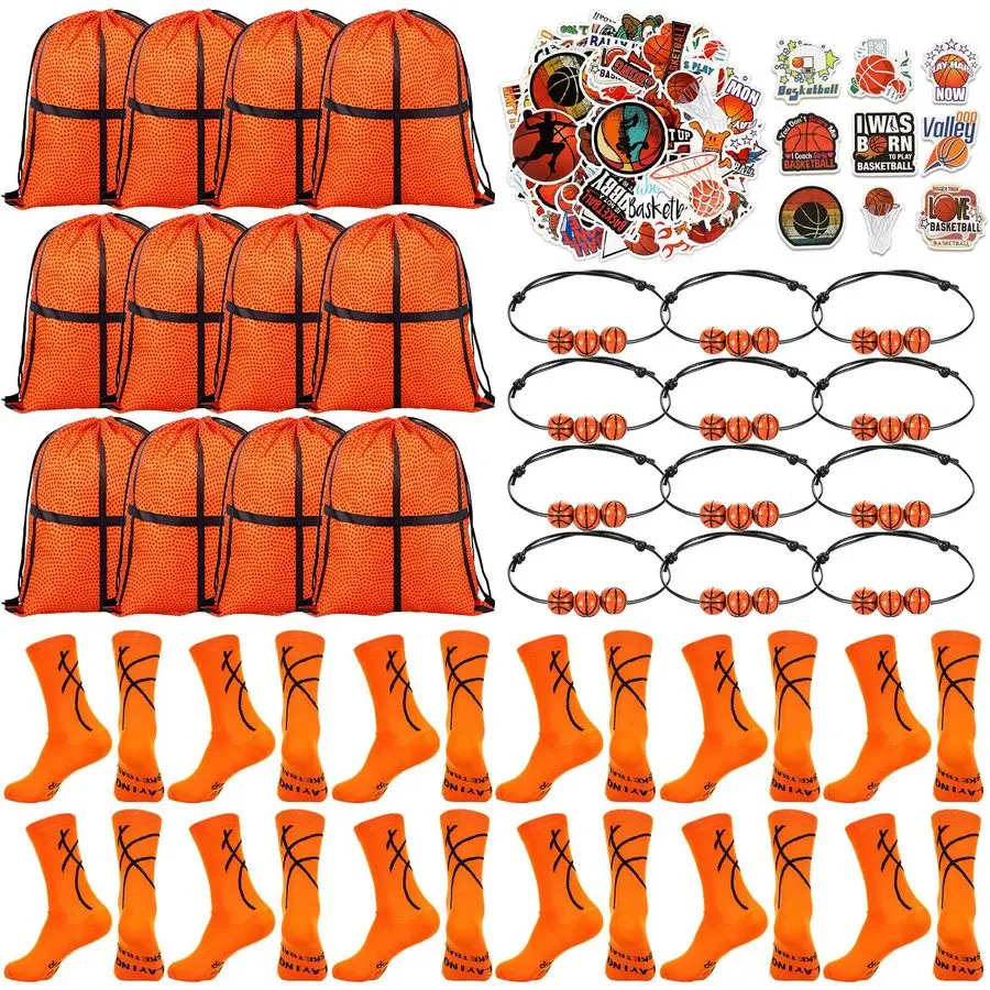 12 Sets Basketball Party Favor Gift Sport Socks, Drawstring Bags, Stickers, Bracelets for Boys amp Girls
12 Sets Basketball Party Favor Gift Sport Socks, Drawstring Bags, Stickers, Bracelets for Boys amp Girls