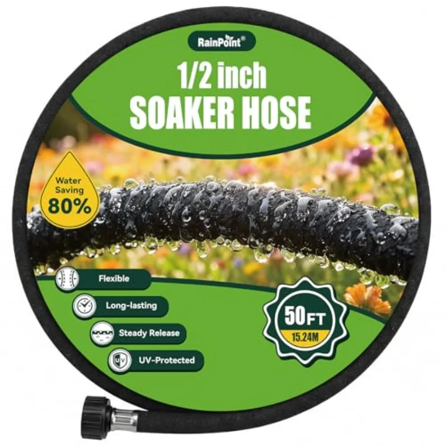 1/2'' Soaker Hose 50Feet for Garden, Drip Irrigation Hose, Water Seeper Soaker Hoses for Foundation Watering, Save 80% Water fo
1/2'' Soaker Hose 50Feet for Garden, Drip Irrigation Hose, Water Seeper Soaker Hoses for Foundation Watering, Save 80% Water fo