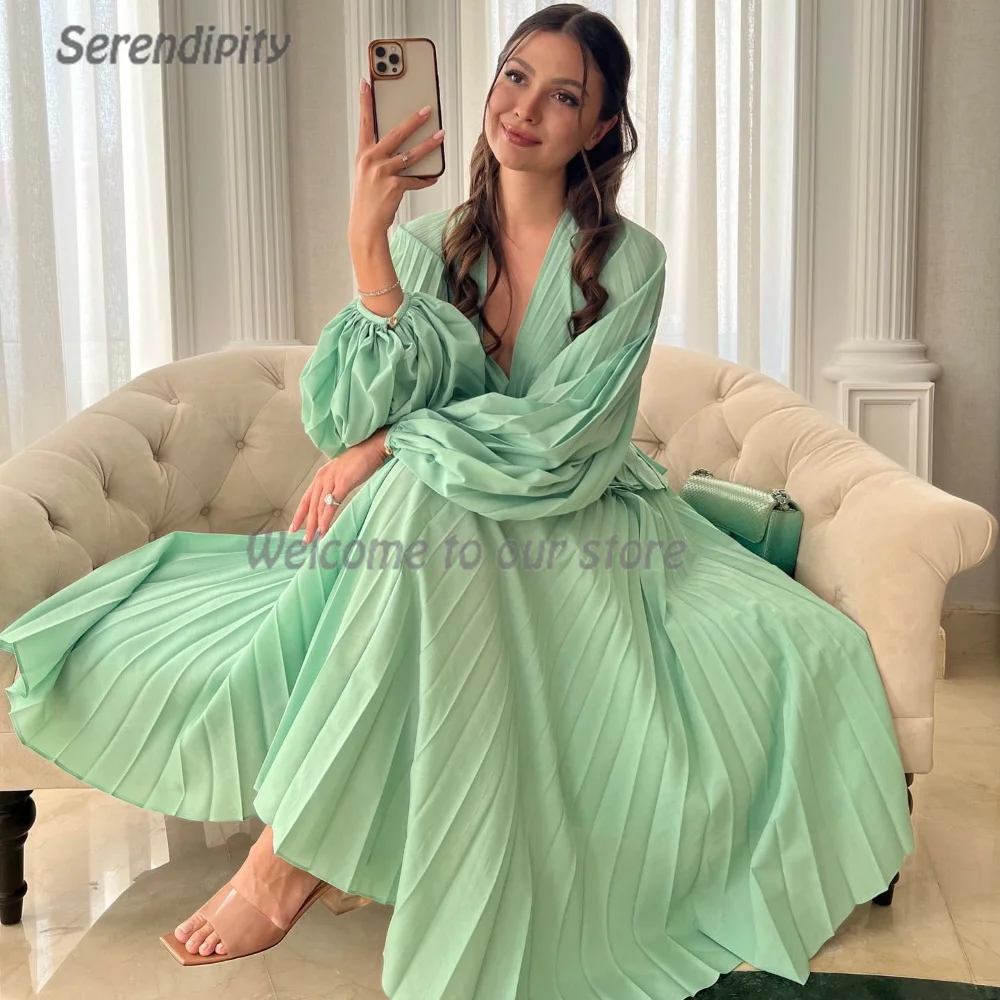 Serendipity Simple Evening Dress V-Neck فساتين سهرة A-Line Elegant Pleat Full Sleeve Green Prom Gown For Sexy Women 2024
Serendipity Simple Evening Dress V-Neck فساتين سهرة A-Line Elegant Pleat Full Sleeve Green Prom Gown For Sexy Women 2024