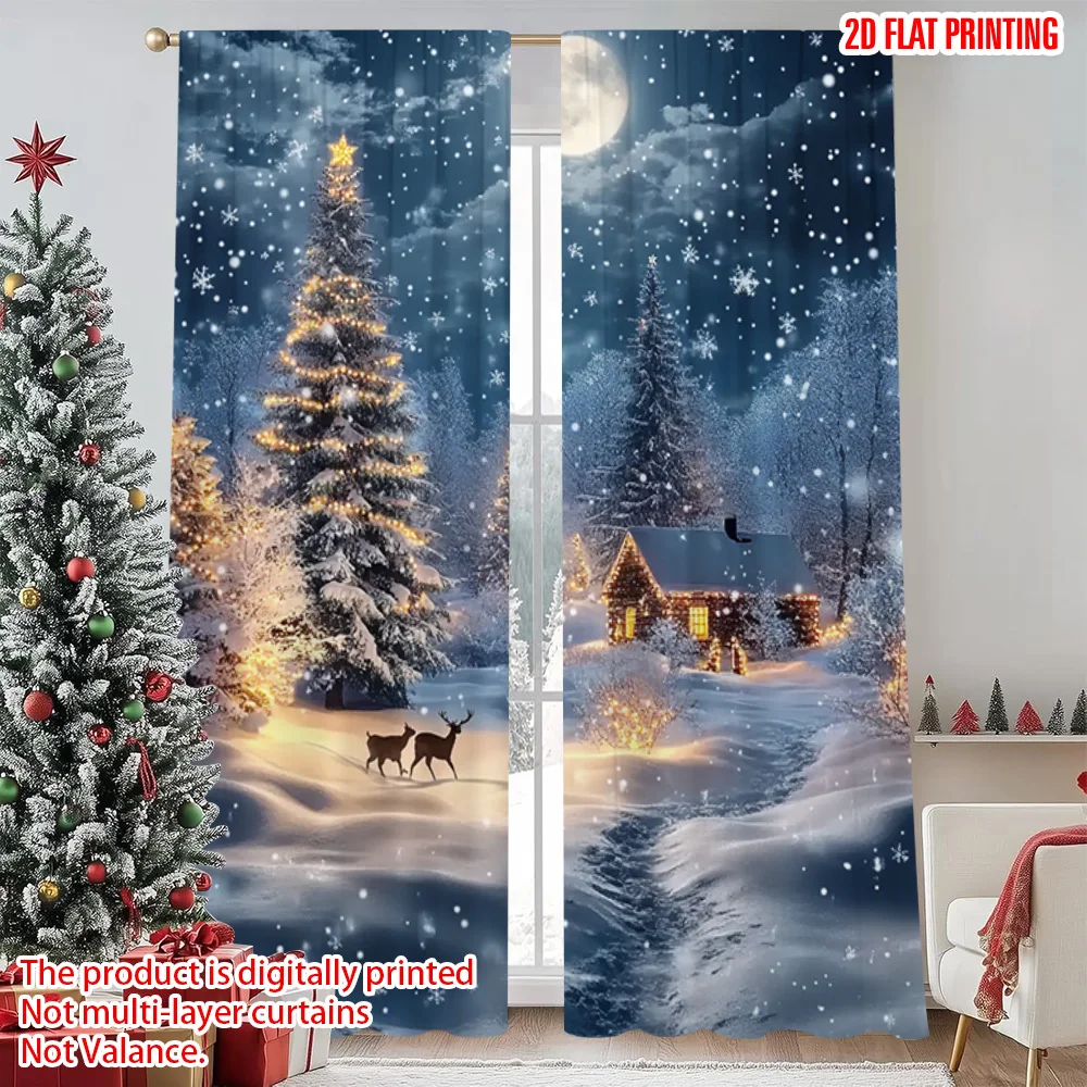 2pcs 2D flat printing Merry Christmas Scene Curtains Snow Forest Lodge Polyester Without Electricity Family Party Decoration Use
2pcs 2D flat printing Merry Christmas Scene Curtains Snow Forest Lodge Polyester Without Electricity Family Party Decoration Use